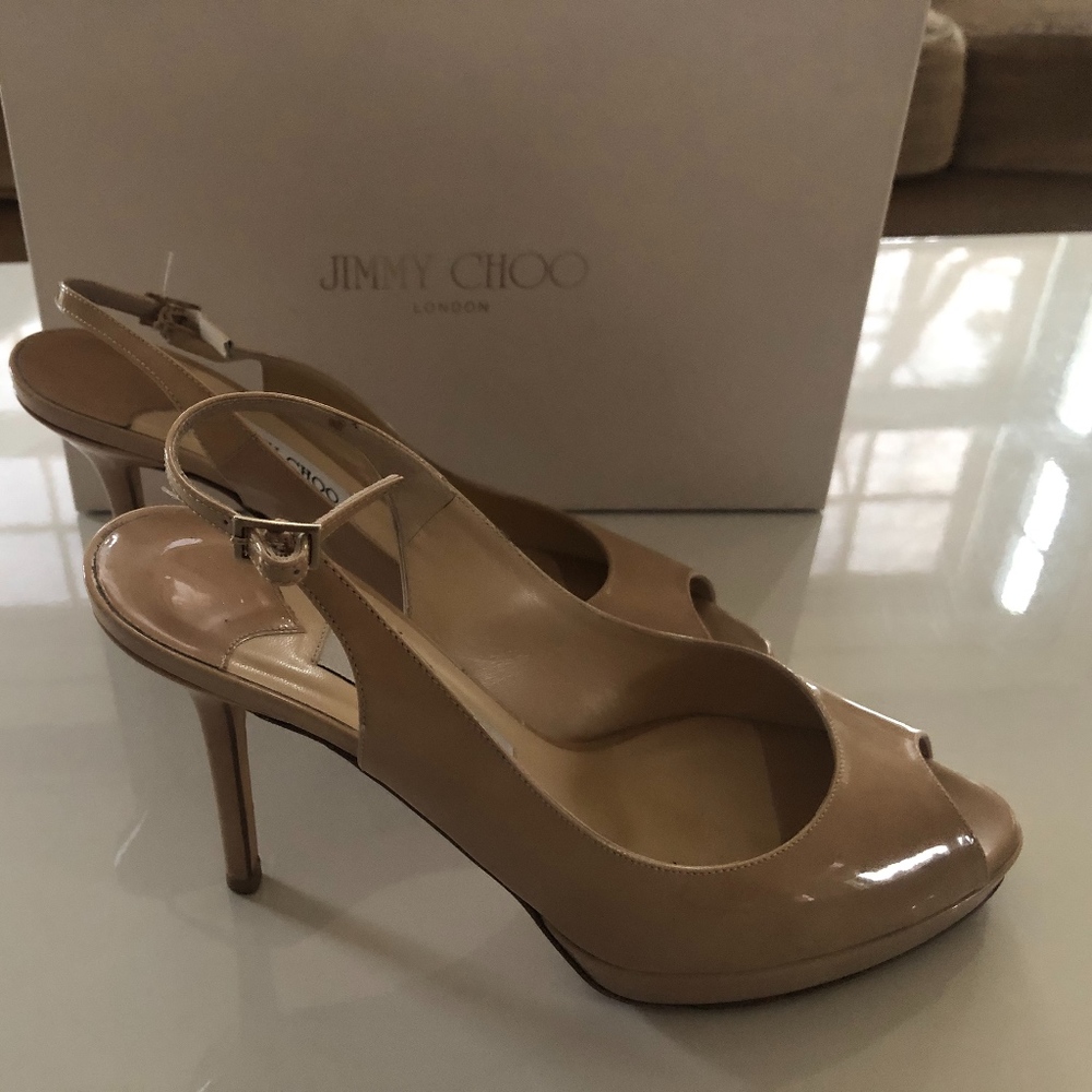 Jimmy Choo - Nude Platform Slingback - Size 8
